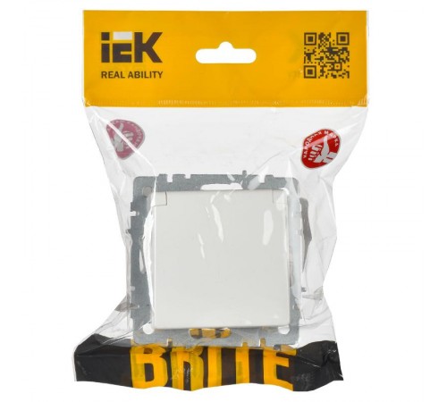 BRITE Розетка с заземлением со шторками с крышкой 16А IP20 РСбш10-3-БрБбелый   BR-R16-16-K01  IEK