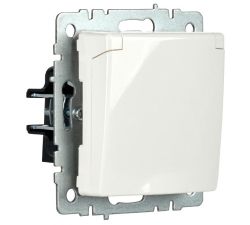 BRITE Розетка с заземлением со шторками с крышкой 16А IP20 РСбш10-3-БрБбелый   BR-R16-16-K01  IEK