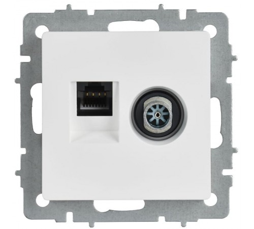 BRITE Розетка двойная TV+RJ45 кат.5E РТВ/РК12-БрАБ арктический белый   BR-AK20-1-K91  IEK