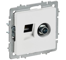 BRITE Розетка двойная TV+RJ45 кат.5E РТВ/РК12-БрАБ арктический белый   BR-AK20-1-K91  IEK