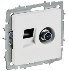 BRITE Розетка двойная TV+RJ45 кат.5E РТВ/РК12-БрАБ арктический белый   BR-AK20-1-K91  IEK