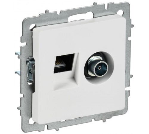 BRITE Розетка двойная TV+RJ45 кат.5E РТВ/РК12-БрАБ арктический белый   BR-AK20-1-K91  IEK