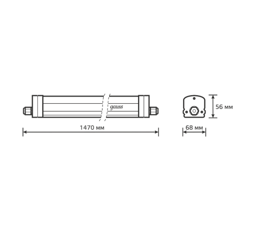 Светильник светодиодный линейный 45Вт 4500lm 4000К IP65 1470*60*55мм UNIVERSAL матовый соед в линию  843425245  Gauss
