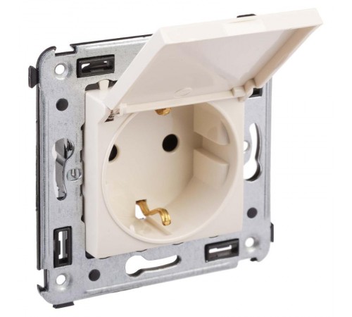 Розетка с крышкой в стену, 2P+E, "Avanti", "Ванильная дымка"  4405013  DKC