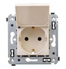 Розетка с крышкой в стену, 2P+E, "Avanti", "Ванильная дымка"  4405013  DKC