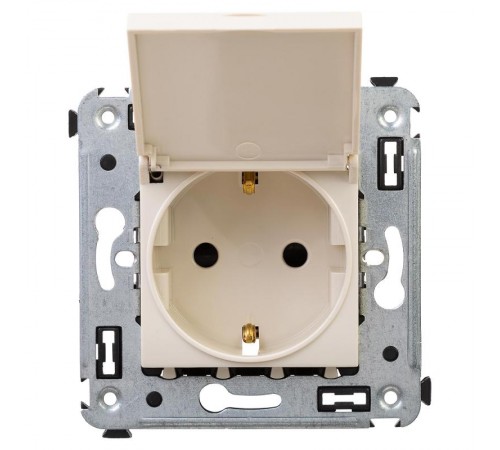 Розетка с крышкой в стену, 2P+E, "Avanti", "Ванильная дымка"  4405013  DKC