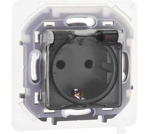 Inspiria Алюминий Розетка с крышкой с заземлением С/У со шторками 16А IP44 без рамки  673742  Legrand