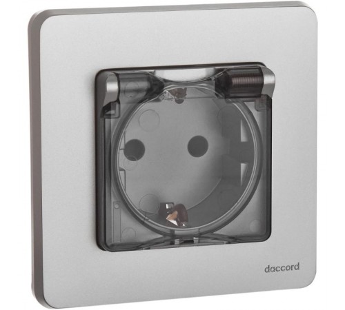 Inspiria Алюминий Розетка с крышкой с заземлением С/У со шторками 16А IP44 без рамки  673742  Legrand