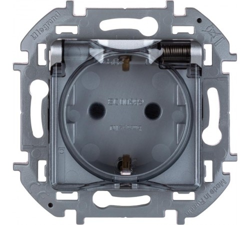 Inspiria Алюминий Розетка с крышкой с заземлением С/У со шторками 16А IP44 без рамки  673742  Legrand