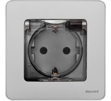 Inspiria Алюминий Розетка с крышкой с заземлением С/У со шторками 16А IP44 без рамки  673742  Legrand