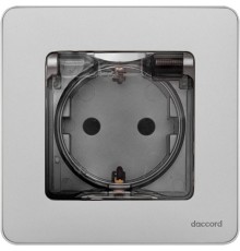 Inspiria Алюминий Розетка с крышкой с заземлением С/У со шторками 16А IP44 без рамки  673742  Legrand