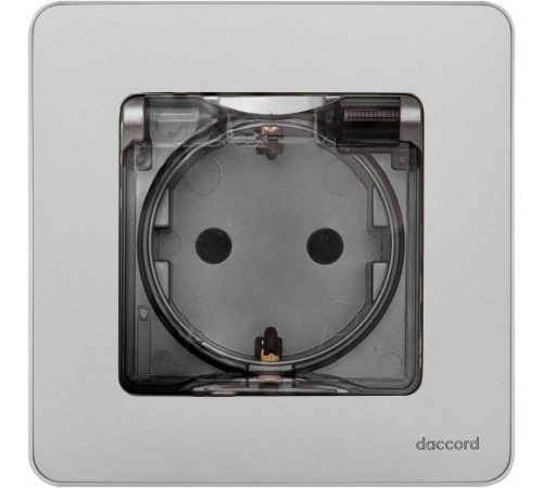 Inspiria Алюминий Розетка с крышкой с заземлением С/У со шторками 16А IP44 без рамки  673742  Legrand