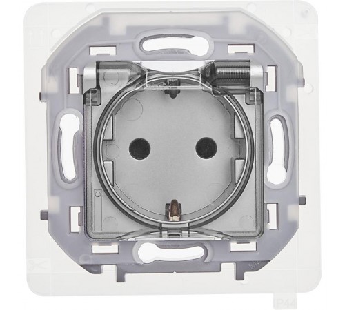 Inspiria Алюминий Розетка с крышкой с заземлением С/У со шторками 16А IP44 без рамки  673742  Legrand