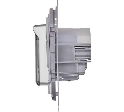 Inspiria Алюминий Розетка с крышкой с заземлением С/У со шторками 16А IP44 без рамки  673742  Legrand