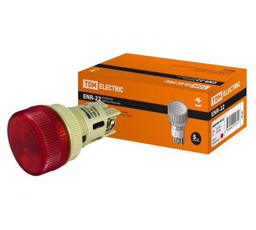Лампа ENR-22 сигнальная d22мм красный неон/230В цилиндр   SQ0702-0012  TDM