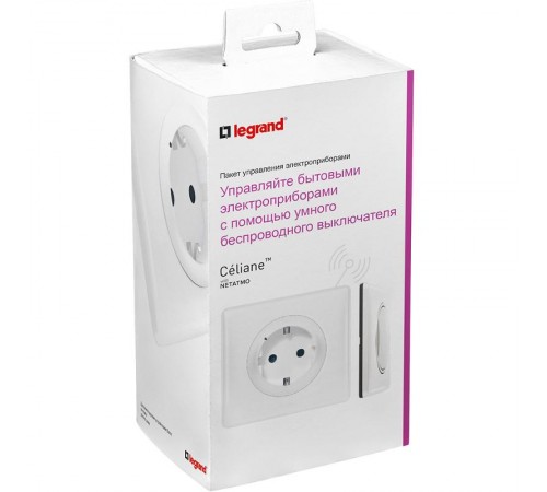 Пакет для управления быт. электроприборами Celiane (Умн. розетка с/з 16А 230В+Умн. беспроводн. 1-кл. выкл.) бел. Netatmo  067641  Legrand