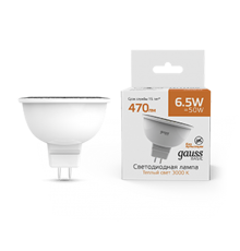 Лампа светодиодная Basic MR16 6,5W 470lm 3000K GU5.3 LED 1/10/100  1013517  Gauss