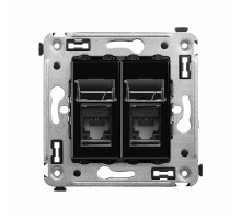 Розетка RJ-45 в стену, 5e двойная, Avanti, "Черный квадрат"  4402464  DKC