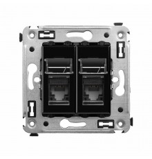 Розетка RJ-45 в стену, 5e двойная, Avanti, "Черный квадрат"  4402464  DKC