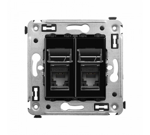 Розетка RJ-45 в стену, 5e двойная, Avanti, "Черный квадрат"  4402464  DKC