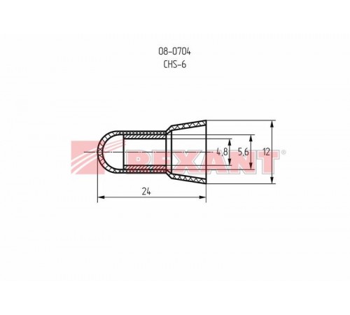 Концевая изолированная заглушка КИЗ-6,  4,8 мм (3,0-8,0 мм)  08-0704  REXANT