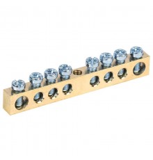 Шина PEN "земля-ноль" 6х9 мм 8/1 (8 групп/крепеж по центру)  11-2372  REXANT