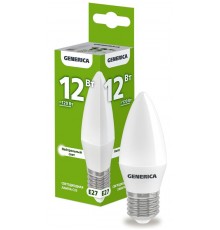 Лампа светодиодная C35 свеча 12Вт 230В 4000К E27   LL-C35-12-230-40-E27-G  GENERICA
