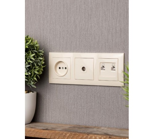 Валенсия рамка 3-местная кремовая EKF PROxima   EWM-G-303-20   EKF