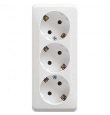 Этюд Белый О/У Розетка 3-ая с заземлением без шторок 16А 250B  PA16-011B  SE