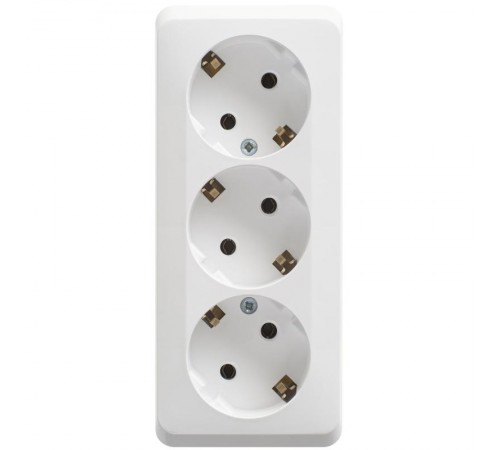 Этюд Белый О/У Розетка 3-ая с заземлением без шторок 16А 250B  PA16-011B  SE