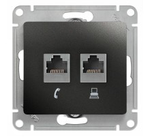 Glossa Антрацит Розетка 2-ая RJ11+RJ45, кат.5E  GSL000785  SE