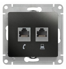 Glossa Антрацит Розетка 2-ая RJ11+RJ45, кат.5E  GSL000785  SE