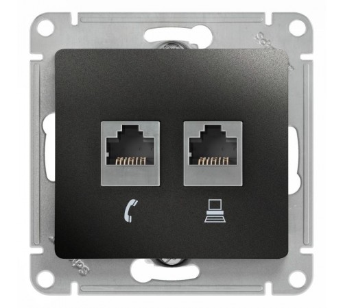 Glossa Антрацит Розетка 2-ая RJ11+RJ45, кат.5E  GSL000785  SE