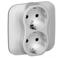 FLITE Розетка 2-ая с заземлением без шторок 16А РС12-0-А-ФлА алюминий  FI-R21A-16-K47  IEK