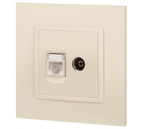 14-3110-02 Розетка RJ45+TV, IP20, сл.кость  Б0034315  ЭРА
