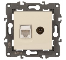 14-3110-02 Розетка RJ45+TV, IP20, сл.кость  Б0034315  ЭРА