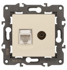 14-3110-02 Розетка RJ45+TV, IP20, сл.кость  Б0034315  ЭРА