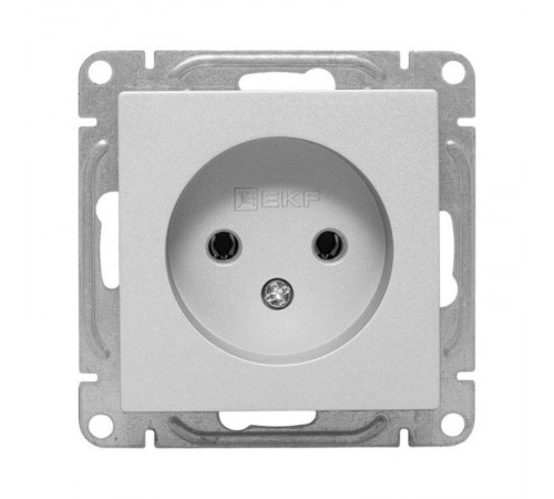 Механизм розетки, 16А, без заземления, без шторок, алюминий Эпика EKF  UP1-SOA-100  EKF