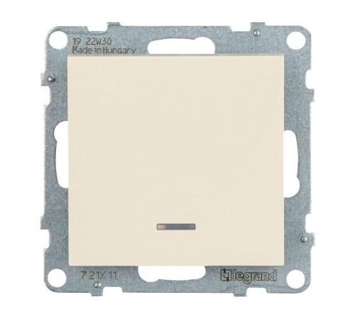 SUNO Выключатель 10АХ 250В с подсветкой/индикацией. Безвинтовые зажимы. Цвет "Слоновая кость"  721211  Legrand