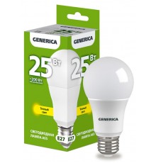 Лампа светодиодная A65 груша 25Вт 230В 3000К E27   LL-A65-25-230-30-E27-G  GENERICA