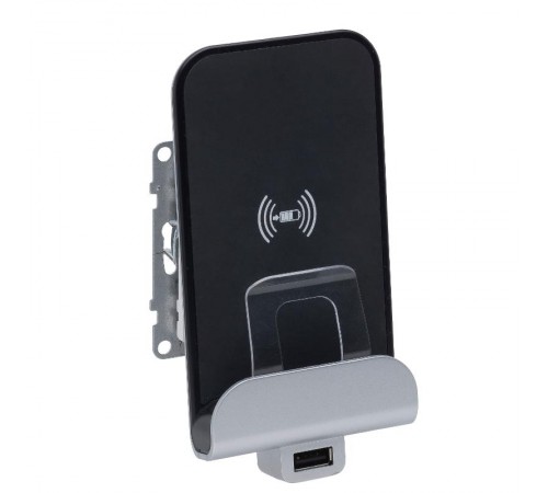 SUNO Беспроводное зарядное устройство Qi с дополнительным разьемом USB A. Цвет "Белый"  721134  Legrand