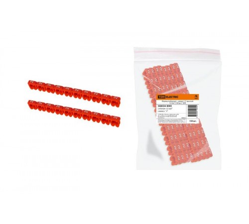 Маркер наборный - символ "2" красный 1,5 мм2 (150 шт.)   SQ0534-0003  TDM