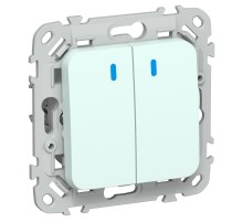 FLITE Выключатель 2-клавишный с индикацией 10А ВС12-1-1-ФлХЛ холодный лед  FI-V20-1-10-1-K94  IEK