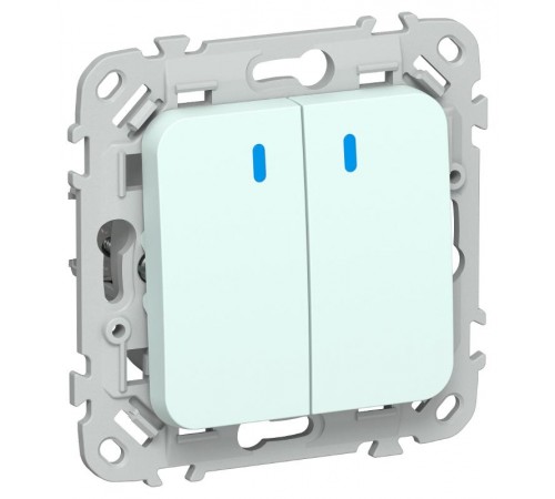 FLITE Выключатель 2-клавишный с индикацией 10А ВС12-1-1-ФлХЛ холодный лед  FI-V20-1-10-1-K94  IEK