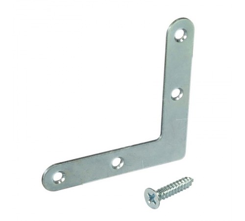 Оконный уголок плоский 80х80x18 с шурупом (2 шт) цинк - пакет ( 0,08113 кг)  110084  Tech-KREP