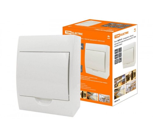 Бокс пластиковый навесной ЩРН-П-6 модулей с белой крышкой, навесной, пластик IP41  SQ0903-0002  TDM