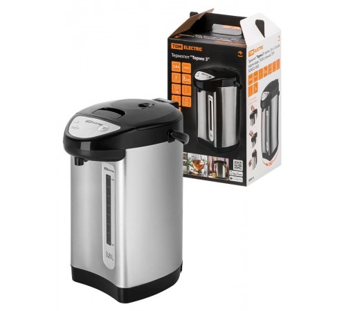 Термопот "Термо 3", металл, 3,8 л, 3 способа подачи воды, 750 Вт, стальной,  SQ4002-0003  TDM