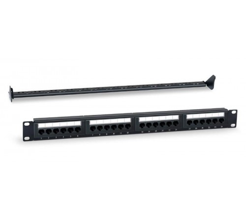 WR-PL-24-C5E-D Патч-панель 19" (1U), 24 порта RJ-45, кат., 5e, Dual IDC, с задним каб. организ.,, цвет  505208  WRLine