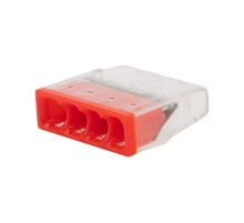 Клемма 4-проводная 0.5-2.5мм2 одножильный СМК (аналог Wago 2273-204) прозрачная  07-3213  Rexant