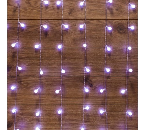 Гирлянда "Светодиодный Дождь" 1,5*1,5 м, с насадками шарики, свечение с динамикой, прозрачный провод, 230 В, диоды Белый  235-045  NEON-NIGHT